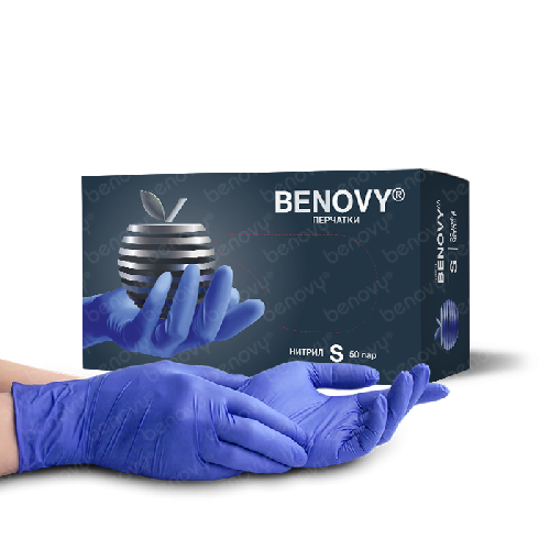 Перчатки нитриловые Benovy S сиренево-голубой