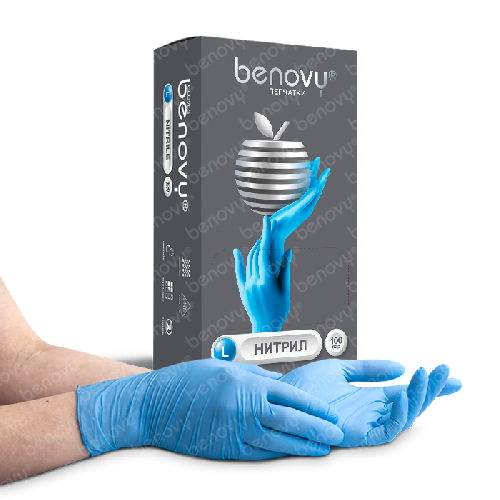 Перчатки нитриловые Benovy L голу